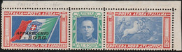 146 Regno D'Italia 1934 - Trittico L. 5,25+19,75 I-BORG Con Varietà Ciuffo N. 51Da. Cert. Todisco. Cat. € 3200,00. SPL - Marcophilie (Avions)