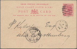 Gold Coast - Postal Stationery: 1894/1906 Four Postal Stationery Items Sent To G - Gold Coast (...-1957)