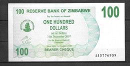 Zimbabwé: 100 Dollar Issue Le 1/08/2006 (état Neuf) - Zimbabwe