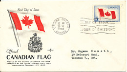 Canada FDC 30-6-1965 Canadian Flag With Cachet And Address - 1961-1970