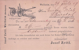 Allemagne Oberbayern, Carte Publicité Machine Agricole, Josef Zettl Weilheim - Burgdorf Suisse (29.7.1907) - Weilheim
