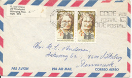 Canada Air Mail Cover Sent To Denmark Winnepeg 1-9-1963 - Aéreo