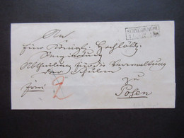 Preußen Bezirk Posen Stempel Ra2 Schneidemühl Faltbrief Ohne Inhalt Um 1870 Bartaxe Rücks. Bahnpost Bromberg - Briefe U. Dokumente