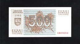 Lithuanie, 500 Talonas, 1993 Issue - Lituania