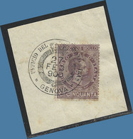 085> ITALIA < Marca Da Bollo UMBERTO I° > Anno: 1900 Su Frammento - C. 50 - Fiscales