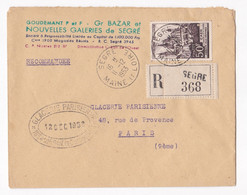 Enveloppe Publicitaire 1953, Goudemant P. Et F., Gr Bazar Et Nouvelle Galerie De Segré, En Recommandé - 1921-1960: Période Moderne