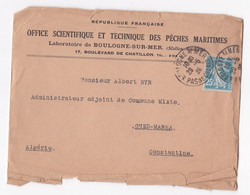 Laboratoire De Boulogne 1926 , Pour Oued Marsa, Constantine Algerie, Enveloppe Et Lettre - 1921-1960: Periodo Moderno