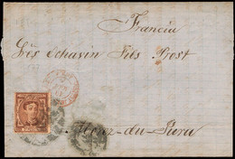 Valladolid - Edi O 177 - Carta De Medina Del Campo 17/8/1877 Mat "Taladro De Puntos" Sin Limar A Francia - Cartas & Documentos