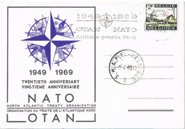 48553. Tarjeta BRUXELLES (Belgien) 1969. 20 Aniversario OTAN, NATO. S.H.A.P.E. Belgique - OTAN