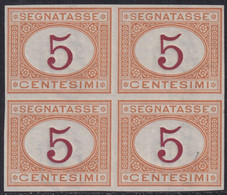 Segnatasse I^ Em. 5 C. Prova D'Archivio Quartina Sass P5 MNH** F.Ray Cv 2000 - Postage Due