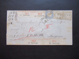 DR 1873 Großer Brustschild MiF Nr.22 (2) U. Nr.20 (kleines Format) Paketbegleitbrief Ra3 Schneidemühl Stadt - Margonin - Storia Postale
