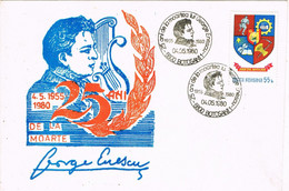 48559. Carta BOTOSANI (Rumania) 1980. 25 Aniversario Muerte GEORGE ENESCU, Musik, Musico - Lettres & Documents