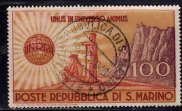 REPUBBLICA DI SAN MARINO 1946 UNRRA LIRE 100 USATO USED OBLITERE' - Gebruikt