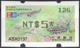 2015 Automatenmarken China Taiwan STAMPEX TAIPEI 2015 / Trout Fish MiNr.33 Black Nr.126 ATM NT$5 Xx Kiosk Etiquetas - Distributeurs