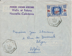 1957 - WALLIS - 1°LIAISON AERIENNE WALLIS ET FUTUNA => NOUVELLE CALEDONIE ! - ENVELOPPE De MATA-UTU => ALGER - Briefe U. Dokumente