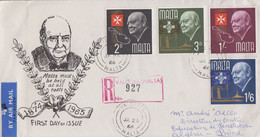 Enveloppe  Recommandée   FDC  1er  Jour   MALTE    Sir   Winston  CHURCHILL    1966 - Sir Winston Churchill