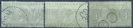 Great Britain-ENGLAND,Queen Victoria,1870-1800 Revenue Stamp Tax Fisca,JUDICATURE FEES,1/6-3-5 Shillings,PERFIN - Used - Fiscales