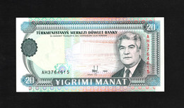 Turkménistan, 20 Manat, 1995-1998 Issue - Turkmenistan