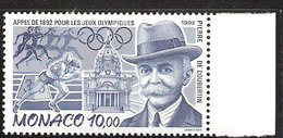 Monaco 1992 100th Anniversary Of The Initiative To Reintroduce The Olympic Games By Pierre De Coubertin Mi 2098  MNH(**) - Nuevos