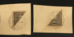 1903 - Macau - King Carlos I - 3 Avos Bisected For 2 Half In Fragment - - Used Stamps