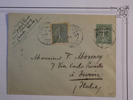 BM16 FRANCE BELLE  LETTRE  RARE ENTIER TAXE REDUITE  1912   PARIS A TORINO ITALIA   +AFFRANCH. INTERESSANT ++ - Otros & Sin Clasificación