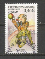 ANDORRA /ANDORRE.Europa 2002, Le Cirque Et Clowns, 1 Timbre Oblitéré Andorre, 1 ère Qualité - Gebraucht