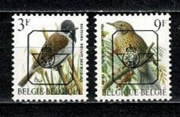 Belg. 1993 - PRE821P6a**, PRE833P6a** - MNH - Rietgors/Brant Des Roseaux, Zanglijster/Grive Musicienne - Sobreimpresos 1986-96 (Aves)