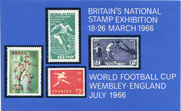 FEUILLET ** " BRITAIN'S NATIONAL STAMP EXHIBITION 18-26 MARCH 1966 WORLD FOOTBALL CUP WEMBLEY ENGLAND JULY 1966 " - 1966 – Angleterre