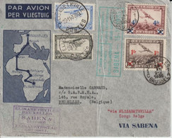 1935 - BELGIQUE - ENVELOPPE ALLER ET RETOUR 1°LIAISON AERIENNE SABENA De BRUXELLES => ELISABETHVILLE (CONGO) - Cartas & Documentos