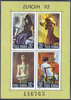 1993 Pablo PICASSO,Painter's Sister,Brancusi/The Beginning Of The World,Irimescu/Girl With Idol,Romania,Bl.282,MNH - Unused Stamps