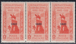 1932 Giuseppe Garibaldi 3 Valori Sass. 25 MNH** Cv 210 - Egeo (Caso)