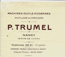 1932 ENTETE P. TRUMEL Nancy MACHINES OUTILS INDUSTRIE MECANIQUE =>Coopérative Agricole De Veuxhaulles B.E.V.HISTORIQUE - 1900 – 1949