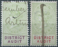 Great Britain-ENGLAND,Queen Victoria,1870-1800 Revenue Stamp Tax Fisca,DISTRICT AUDIT,5 & 10 Shillings,Used - Fiscali