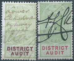 Great Britain-ENGLAND,Queen Victoria,1870-1800 Revenue Stamp Tax Fisca,DISTRICT AUDIT,5 & 10 Shillings,Used - Fiscaux