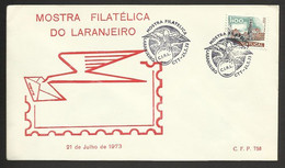 Portugal Cachet Commémoratif Expo Philatelique Laranjeiro Aigle Et Orange 1973 Philatelic Expo Eagle Event Postmark - Flammes & Oblitérations