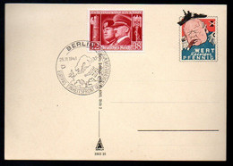 Deutsches Reich Propaganda Postkarte, Karikatur Churchill, Sonderstempel 1941, Ungelaufen - Storia Postale