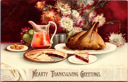 Thanksgiving Greetings Turkey On Platter Signed Clapsaddle - Giorno Del Ringraziamento
