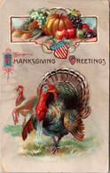 Thanksgiving Greetings Turkey And Fruit 1910 - Thanksgiving