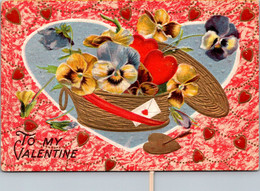Valentine's Day Basket Of Flowers 1911 - Saint-Valentin