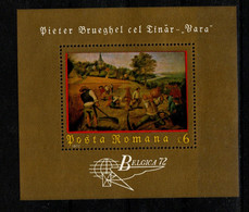 ROMANIA -1972. S/S - Painting-Summer By Brueghel / Belgica Intl. Philatelic Exhibition Mi.Bl.96 - Unused Stamps