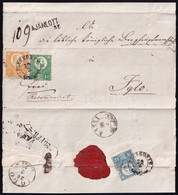 1873 Réznyomat 2kr + 5kr + 10kr Bérmentesítés Hiányos Ajánlott Levélen, A Hátoldali 10kr Sérült "SZEREDNYE" - "KASSA" -  - Other & Unclassified