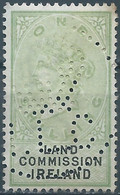 Great Britain-ENGLAND,Queen Victoria,1870-1900 Revenue Stamp Tax Fisca,LAND COMMISSION IRELAND,1 Shilling,PERFIN,Used - Steuermarken