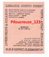 63 Puy De Dôme - CLERMONT FERRAND - BUVARD - " Libraire Joseph Gibert " - RARE - J