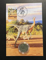 (1 Oø 25 A) Australian Dinosaur MAXICARD With $ 1.00 Dinosaur Coin - Dollar