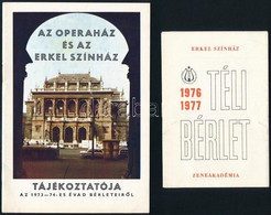 Cca 1965-1977 Erkel Színház és Opera Prospektusok, 3 Db - Other & Unclassified