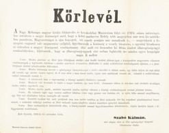 1868 Győr, Szabó Kálmán Alispán által Kiadott Körlevél A Magyarországot Fenyegető Marhavésszel Kapcsolatban, Hajtott - Unclassified