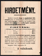 1884 Szeged, Hirdetmény A Paphalmi Töltésnél Megkezdett, Osztrák-magyar állami Vasútvonal építéséhez Szükséges Földmunká - Unclassified