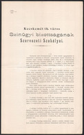 1897 Kecskemét Th. Város Színügyi Bizottságának Szervezeti Szabályzatai 4 P - Unclassified
