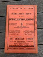 ANNUAIRE 1936 1937 Indicateur Bijou Canton De PUTEAUX NANTERRE SURESNES   ( 92 ) - Telefoonboeken