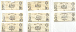 1852. 1Ft (8x) "Kossuth Bankó" Kitöltetlen "A","B","C","D" "G" "H" "F" Sorozatjellel T:I, Hungary 1852. 1 Forint (8x) (A - Unclassified